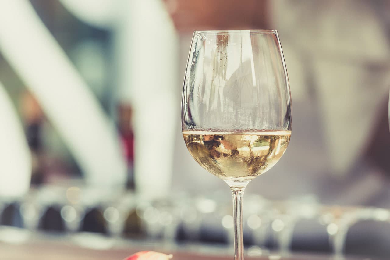 white wine in glass