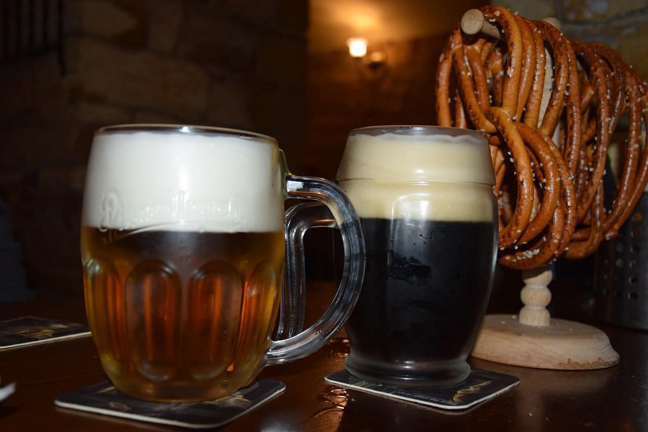 Czech beer and pretzels in Prague