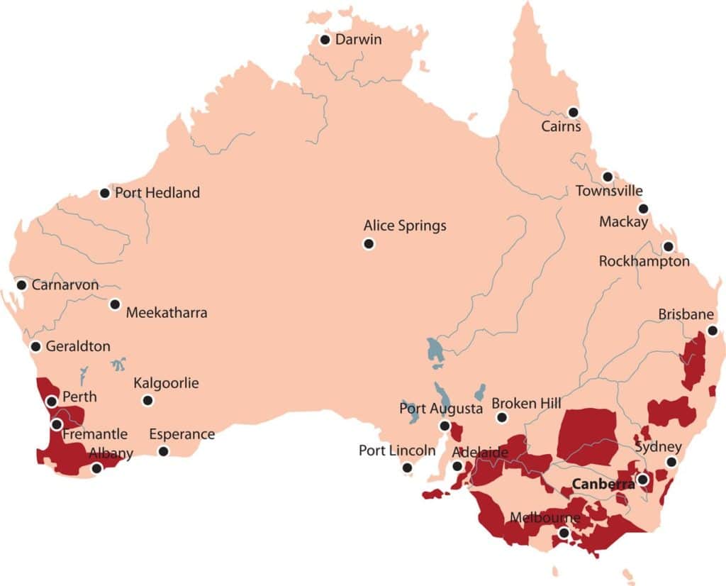 Australia map wine regions